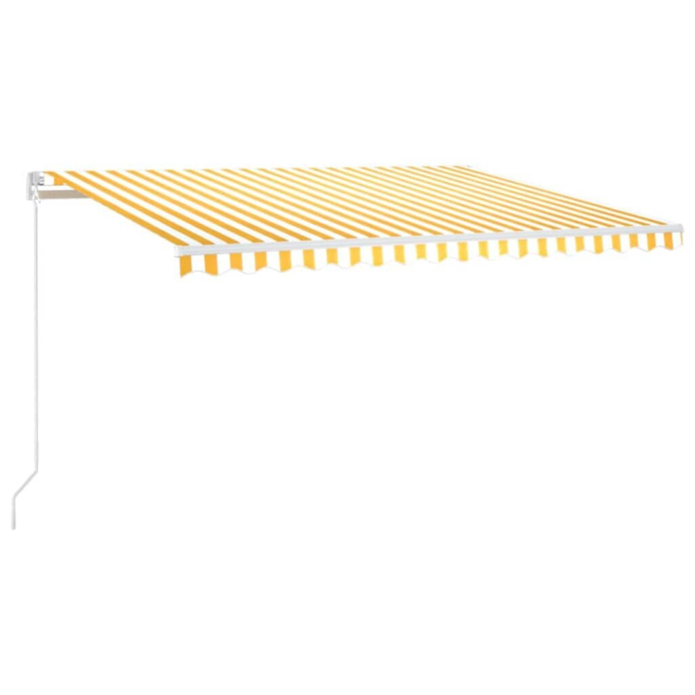 Vidaxl Manual Retractable Awning With Led 400X300 Cm Yellow And White Shelter