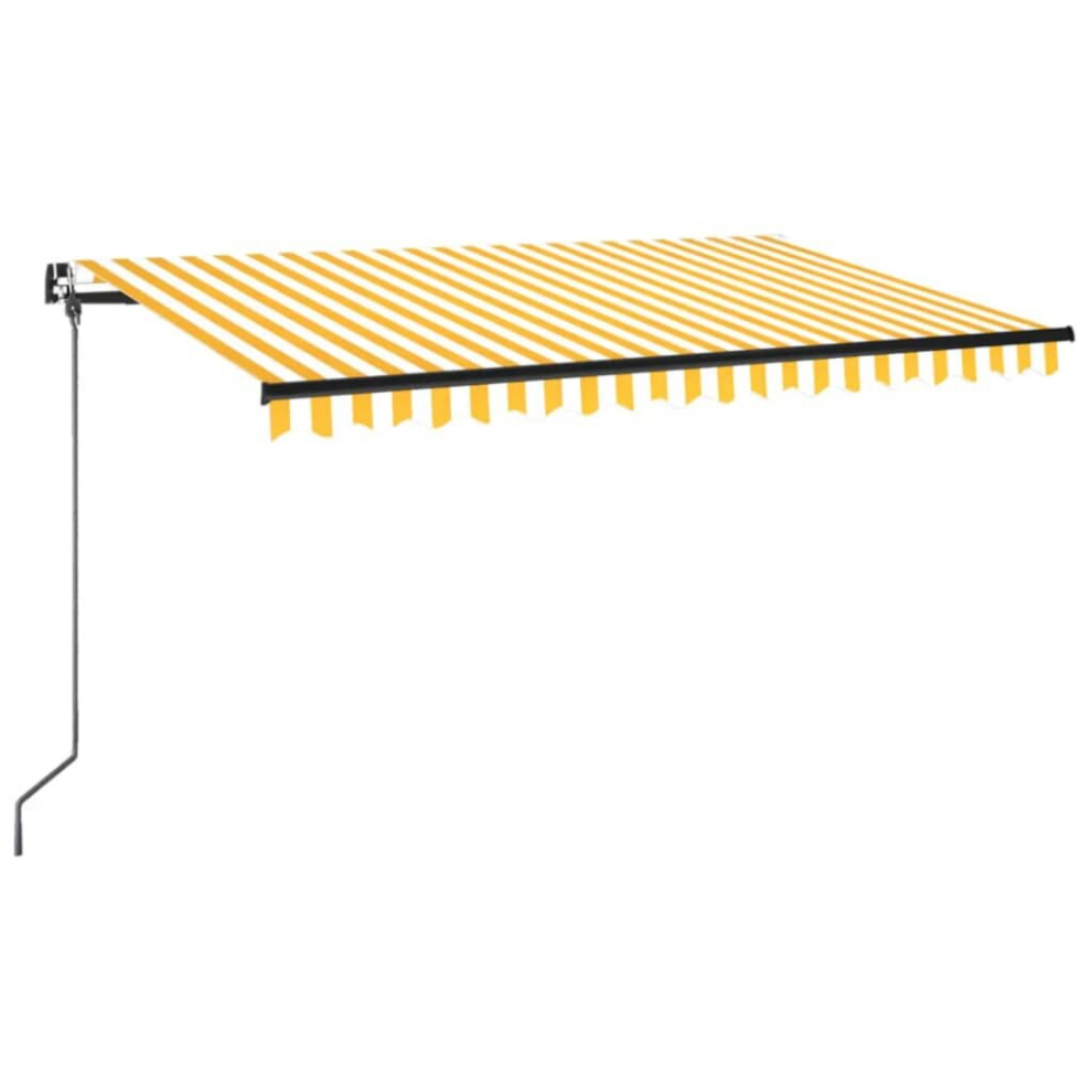 Vidaxl Manual Retractable Awning With Led 400X350 Cm Yellow And White Outdoor