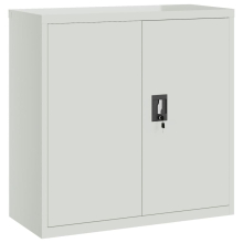 vidaXL Office Cabinet with 2 Doors Grey 90cm Steel 2 Shelves Storage Locker