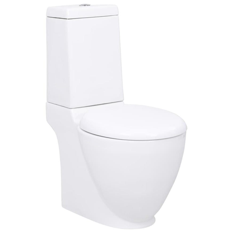 vidaXL Ceramic Toilet Back Water Flow White Home Bathroom WC Plumbing Fixture