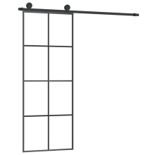 (4x2 grids, 76 x 205 cm) vidaXL Sliding Door with Hardware Set Multi Sizes 3 Horizontal Bars/4x2 Grids