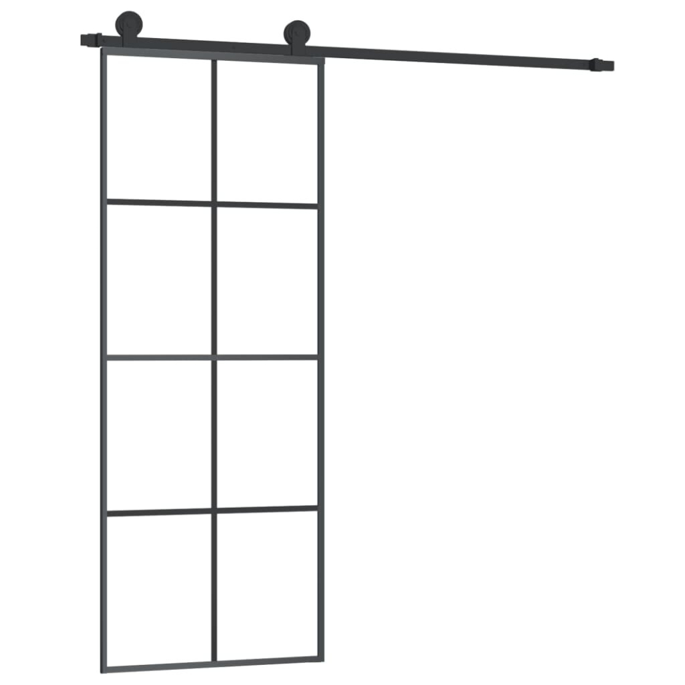 (4x2 grids, 76 x 205 cm) vidaXL Sliding Door with Hardware Set Multi Sizes 3 Horizontal Bars/4x2 Grids