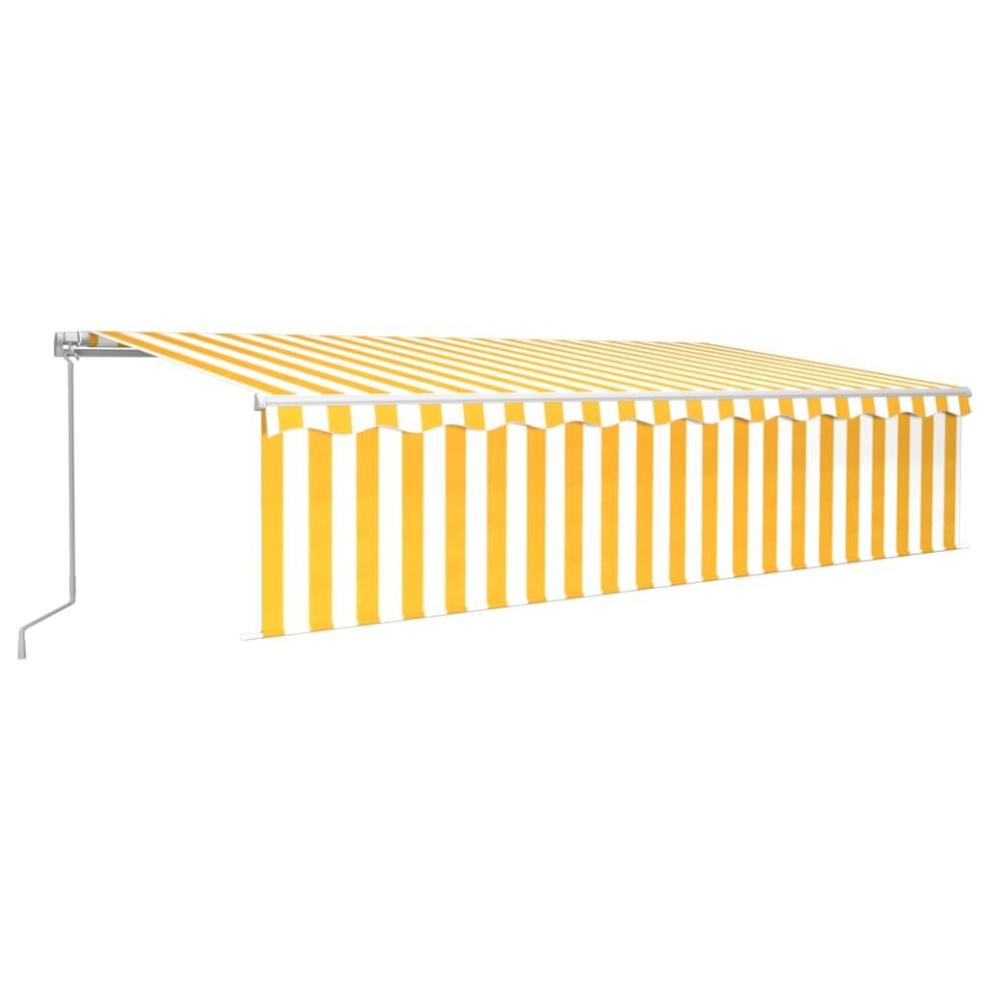 vidaXL Manual Retractable Awning with Blind&LED 6x3m Yellow&White Patio Awning