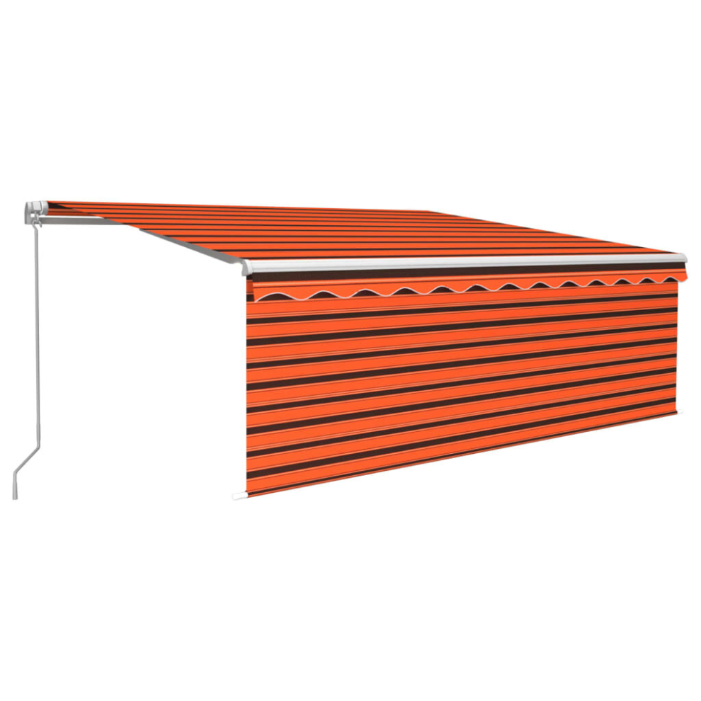vidaXL Manual Retractable Awning with Blind&LED 4x3m Orange&Brown Patio Awning