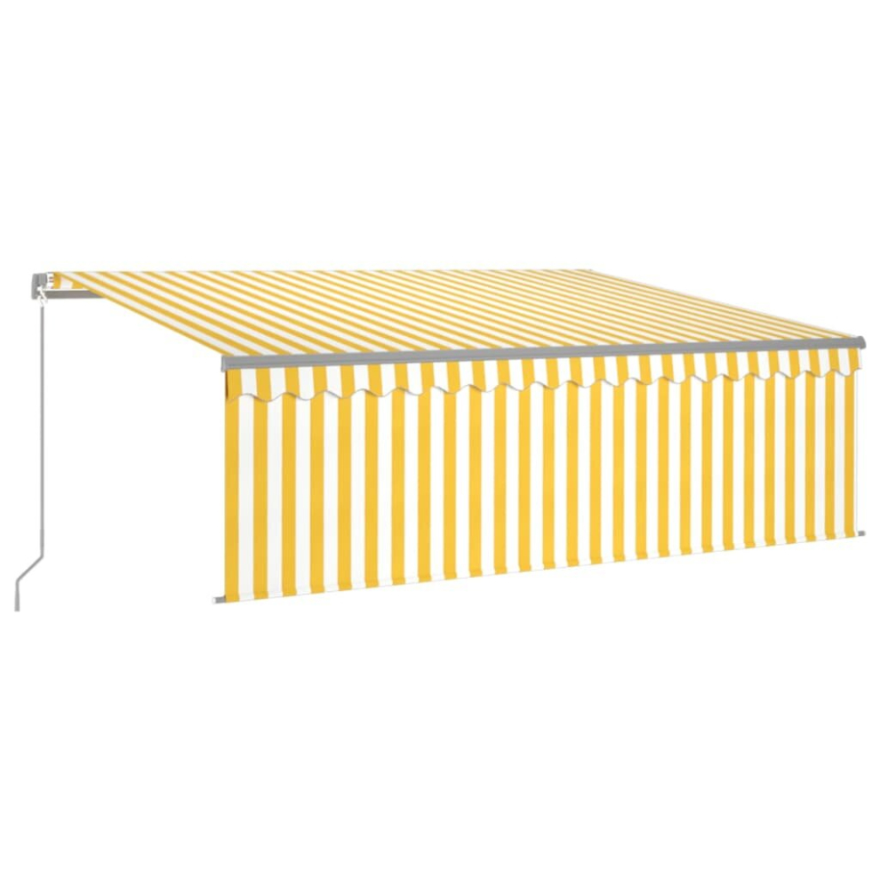 vidaXL Manual Retractable Awning with Blind&LED 4x3m Yellow&White Awning Set