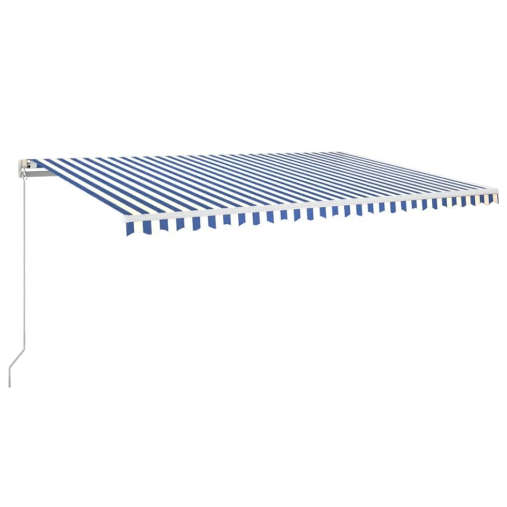 Vidaxl Manual Retractable Awning With Led 500X350 Cm Blue And White Shelter