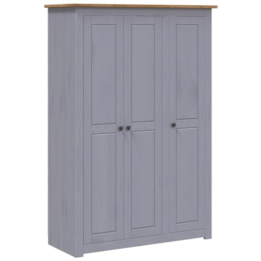 vidaXL 3-Door Wardrobe Grey Pine Panama Range Bedroom Clothes Organiser Closet