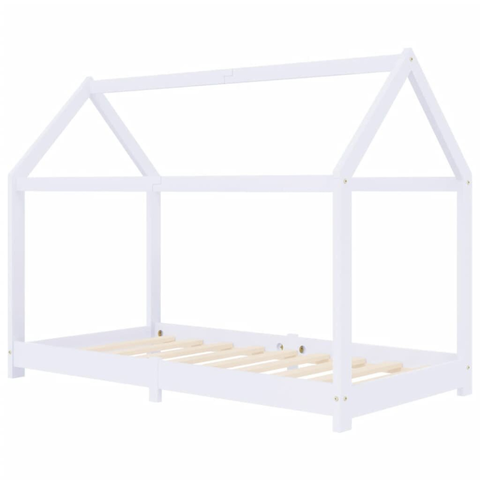 vidaXL Solid Pine Wood Kids Bed Frame White 80x160cm Toddler Beds Furniture