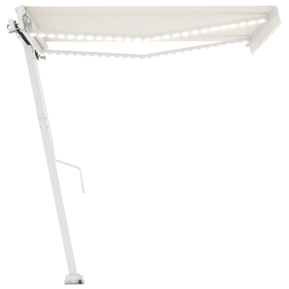 vidaXL Manual Retractable Awning with LED 350x250 cm Cream Patio Shade Shelter