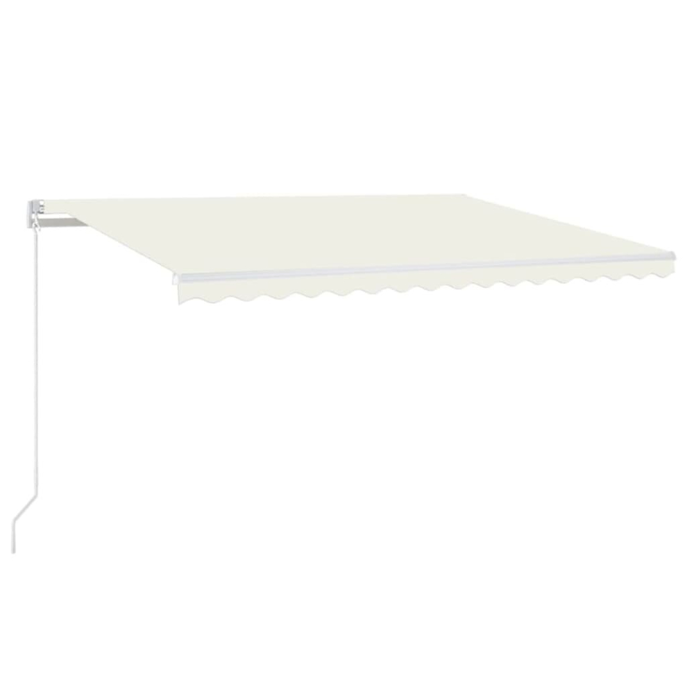 Vidaxl Manual Retractable Awning With Led 450X350 Cm Cream Sun Shade Shelter