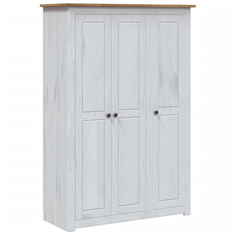 vidaXL 3-Door Wardrobe White Pine Panama Range Clothes Organiser Cupboard