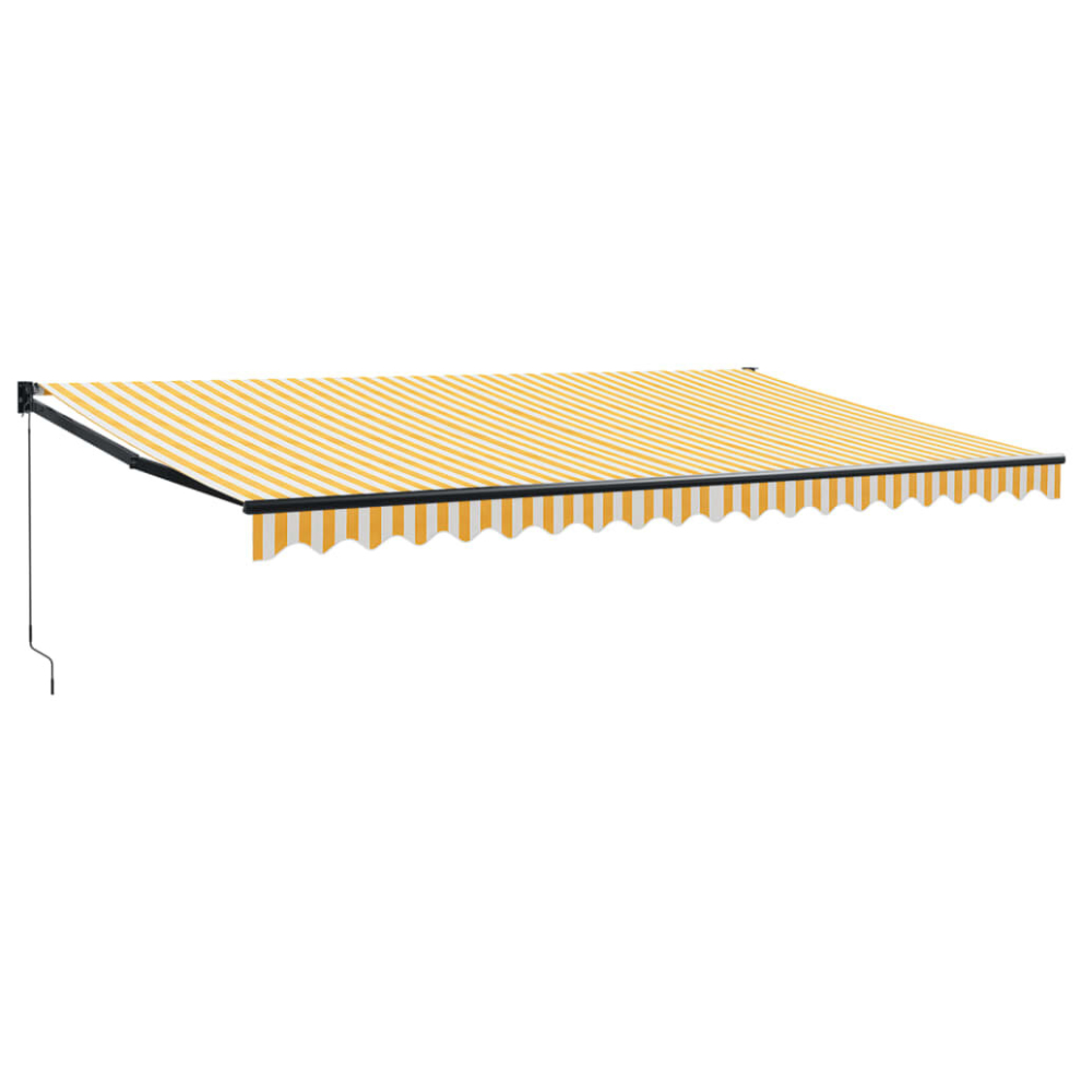 vidaXL Retractable Awning Canopy Yellow and White 5x3 m Fabric and Aluminium
