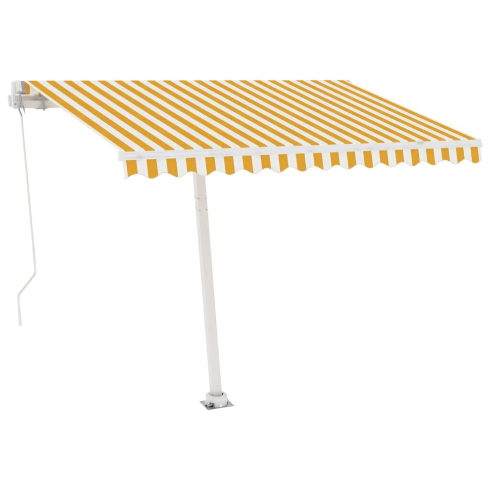 vidaXL Manual Retractable Awning with LED 300x250 cm Yellow and White Shelter