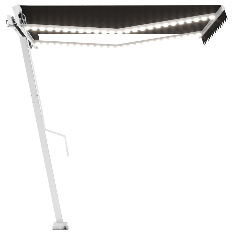 vidaXL Manual Retractable Awning with LED 350x250 cm Anthracite Shade Shelter