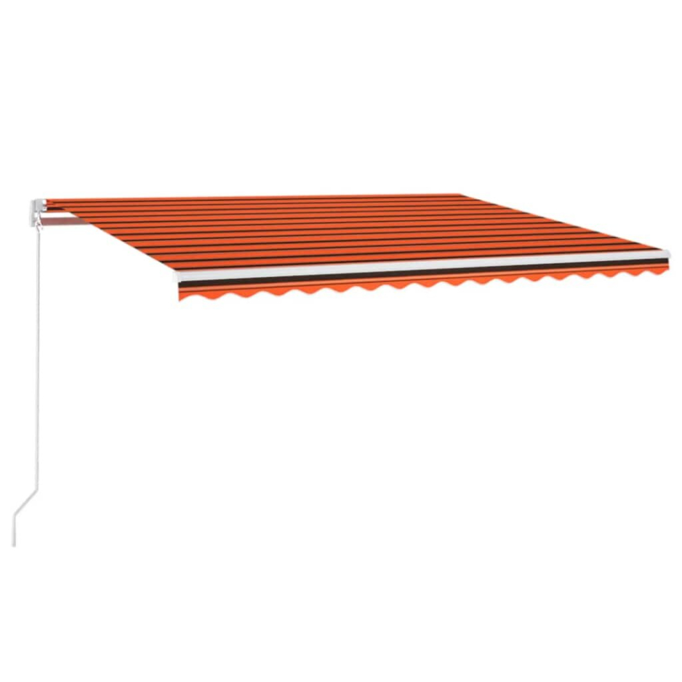 vidaXL Manual Retractable Awning with LED 450x300 cm Orange and Brown Shelter