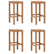 vidaXL 4x Solid Teak Wood Bar Stools Wooden Set of Bar Chairs Kitchen Seats