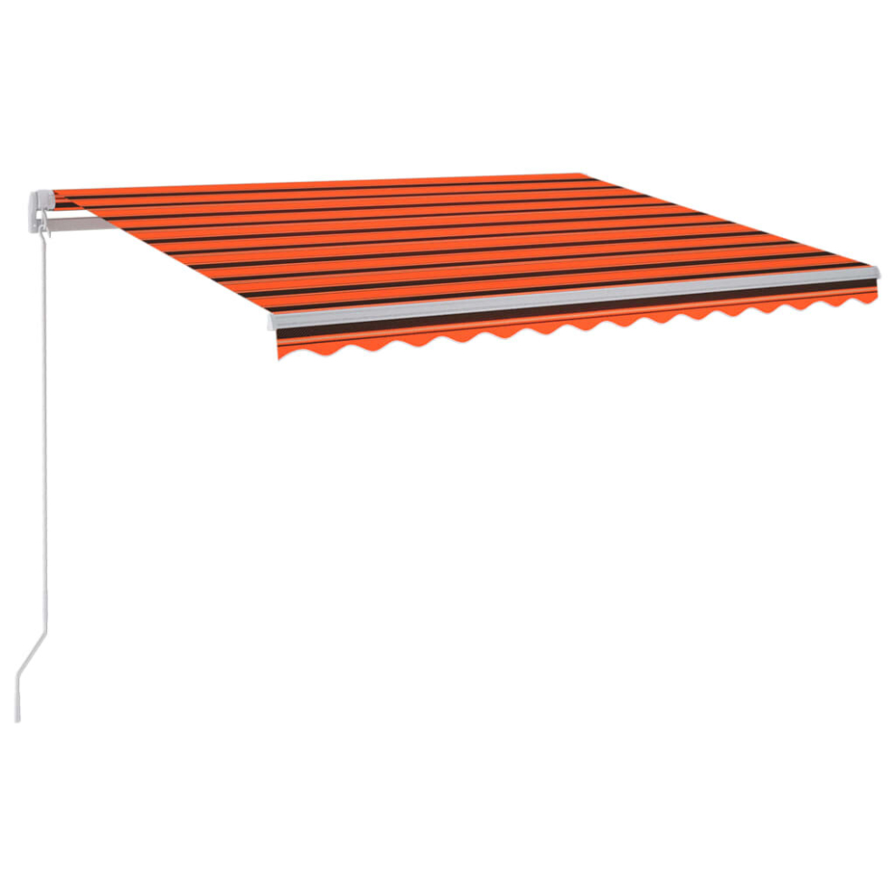 Vidaxl Manual Retractable Awning With Led 300X250 Cm Orange And Brown Shade