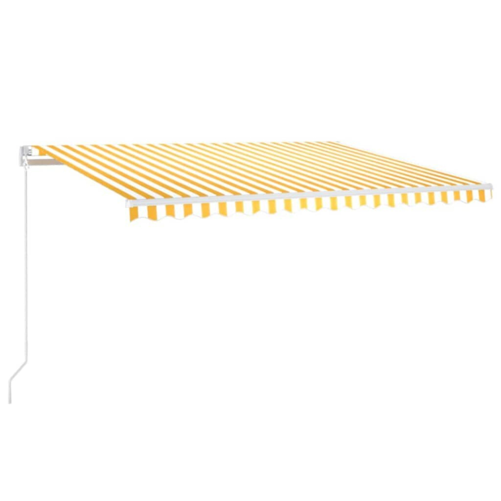Vidaxl Manual Retractable Awning With Led 450X300 Cm Yellow And White Shelter