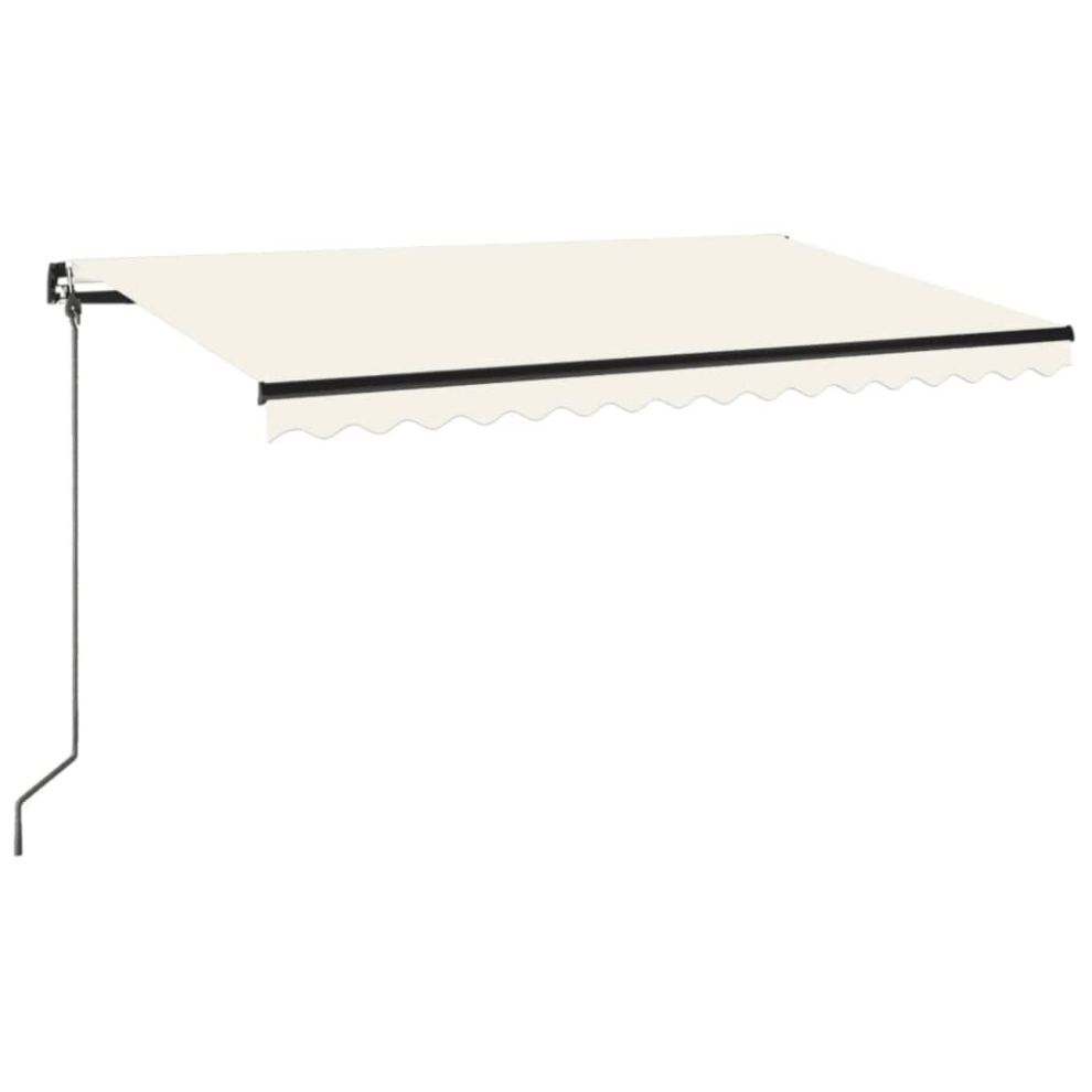 Vidaxl Manual Retractable Awning With Led 400X350 Cm Cream Outdoor Balcony