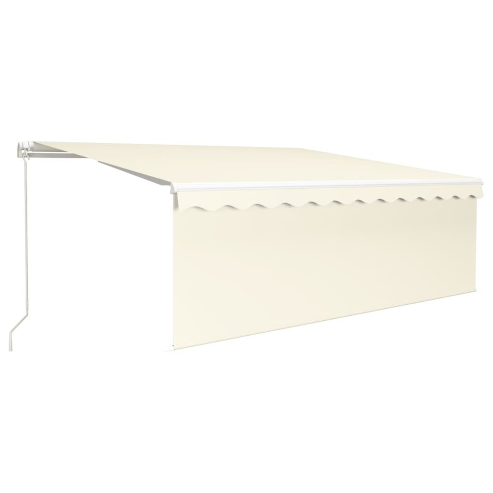 vidaXL Manual Retractable Awning with Blind&LED 4x3m Cream Outdoor Awning