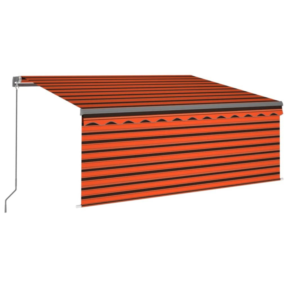 vidaXL Manual Retractable Awning with Blind&LED 3x2.5m Orange&Brown Awning Set