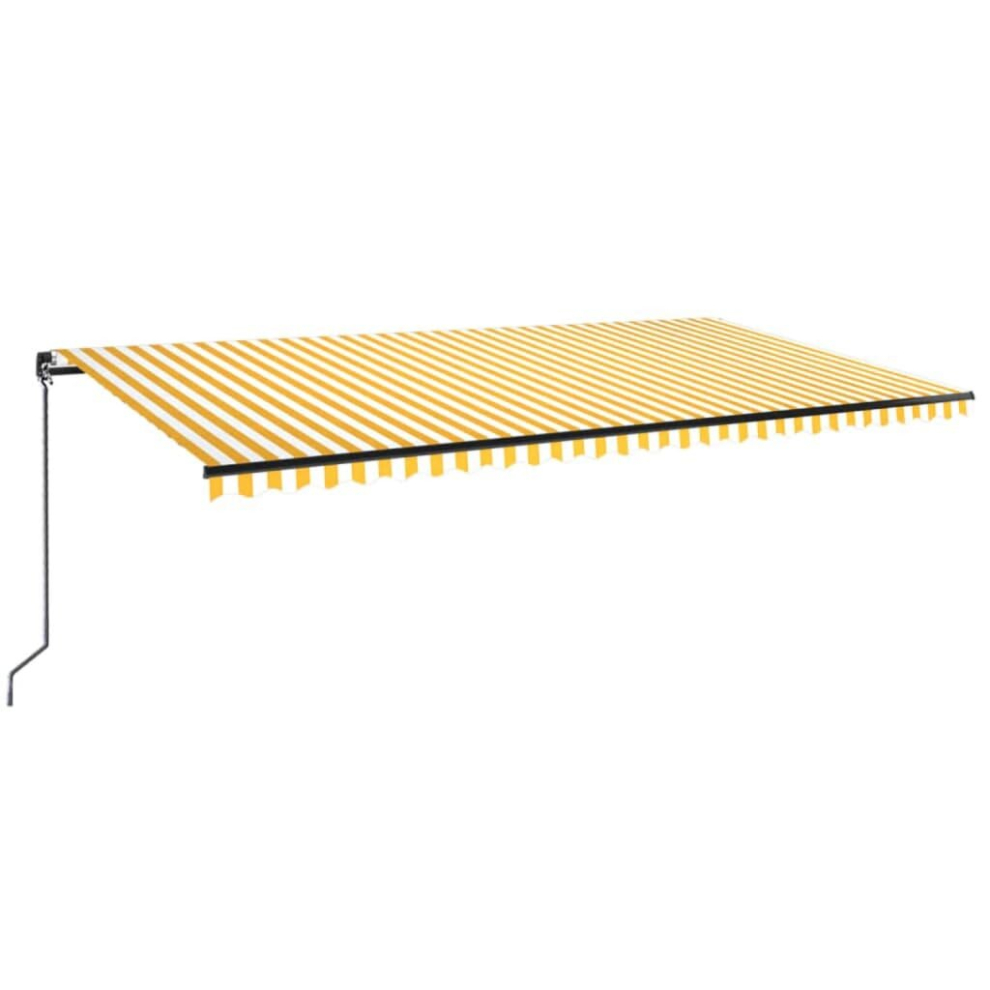 Vidaxl Manual Retractable Awning With Led 600X350 Cm Yellow And White Outdoor