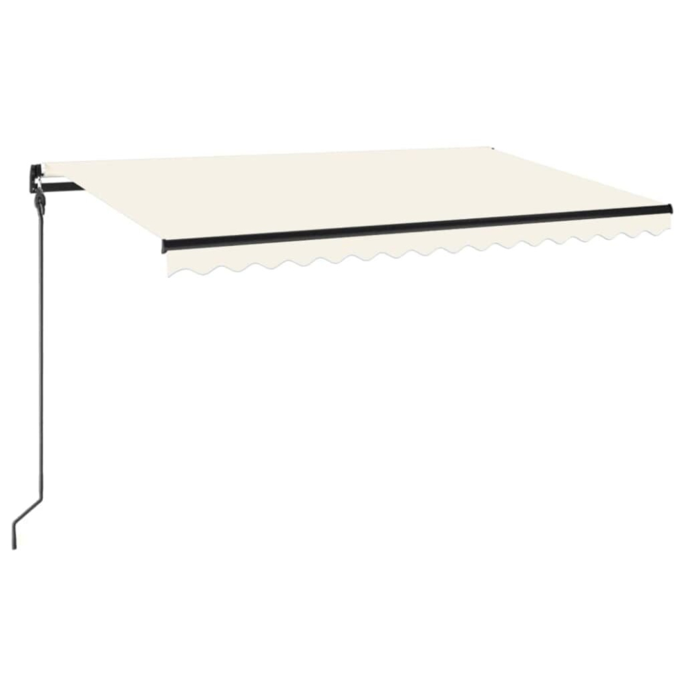 Vidaxl Manual Retractable Awning With Led 450X300 Cm Cream Outdoor Balcony