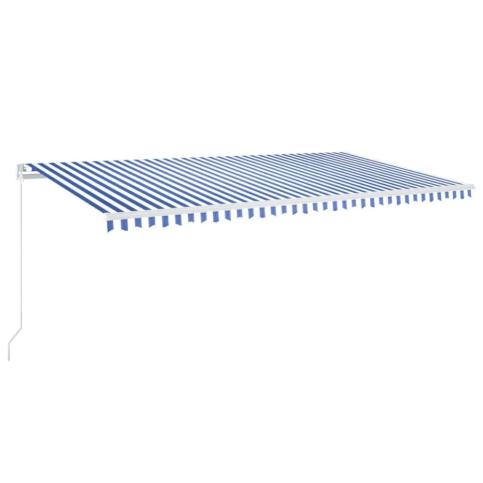 Vidaxl Manual Retractable Awning With Led 600X350 Cm Blue And White Shelter