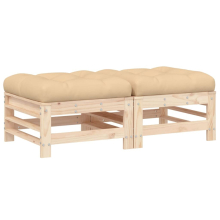 vidaXL Gartenhocker mit Kissen 2 Stk. Massivholz Kiefer