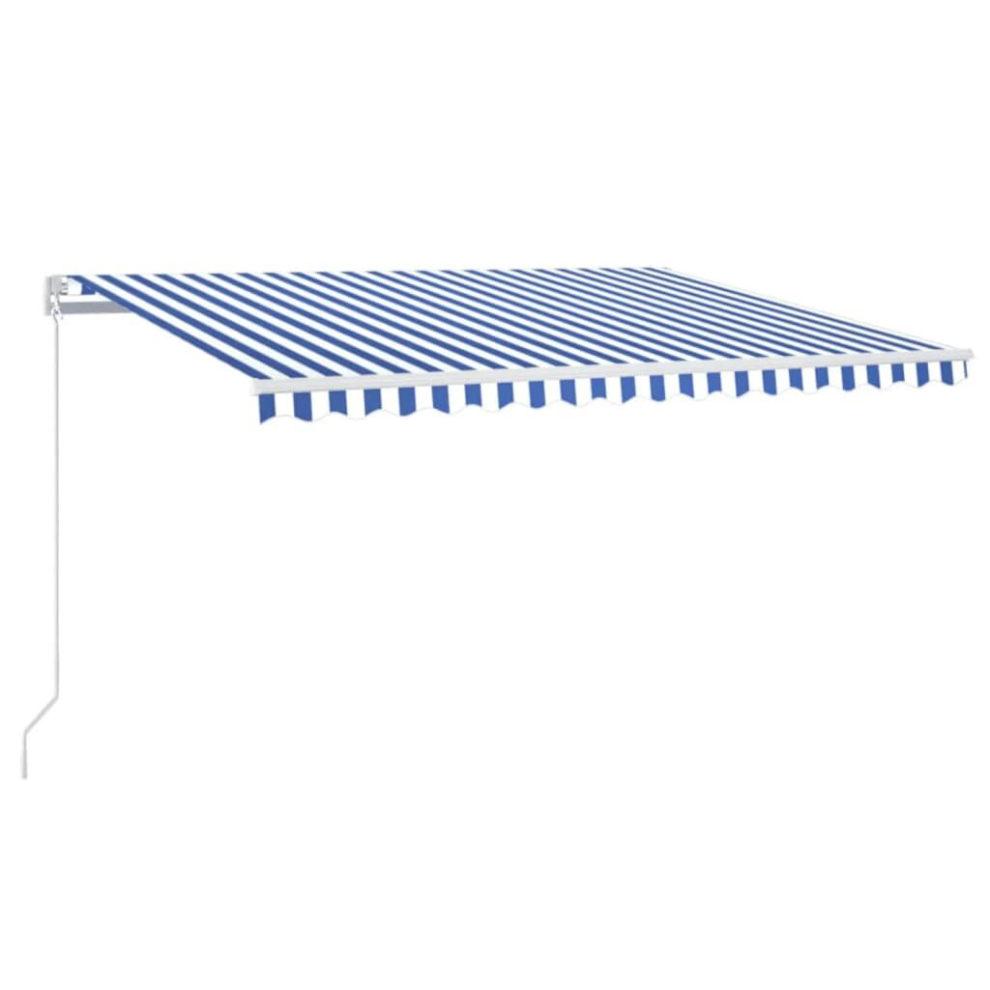 Vidaxl Manual Retractable Awning With Led 400X300 Cm Blue And White Shelter