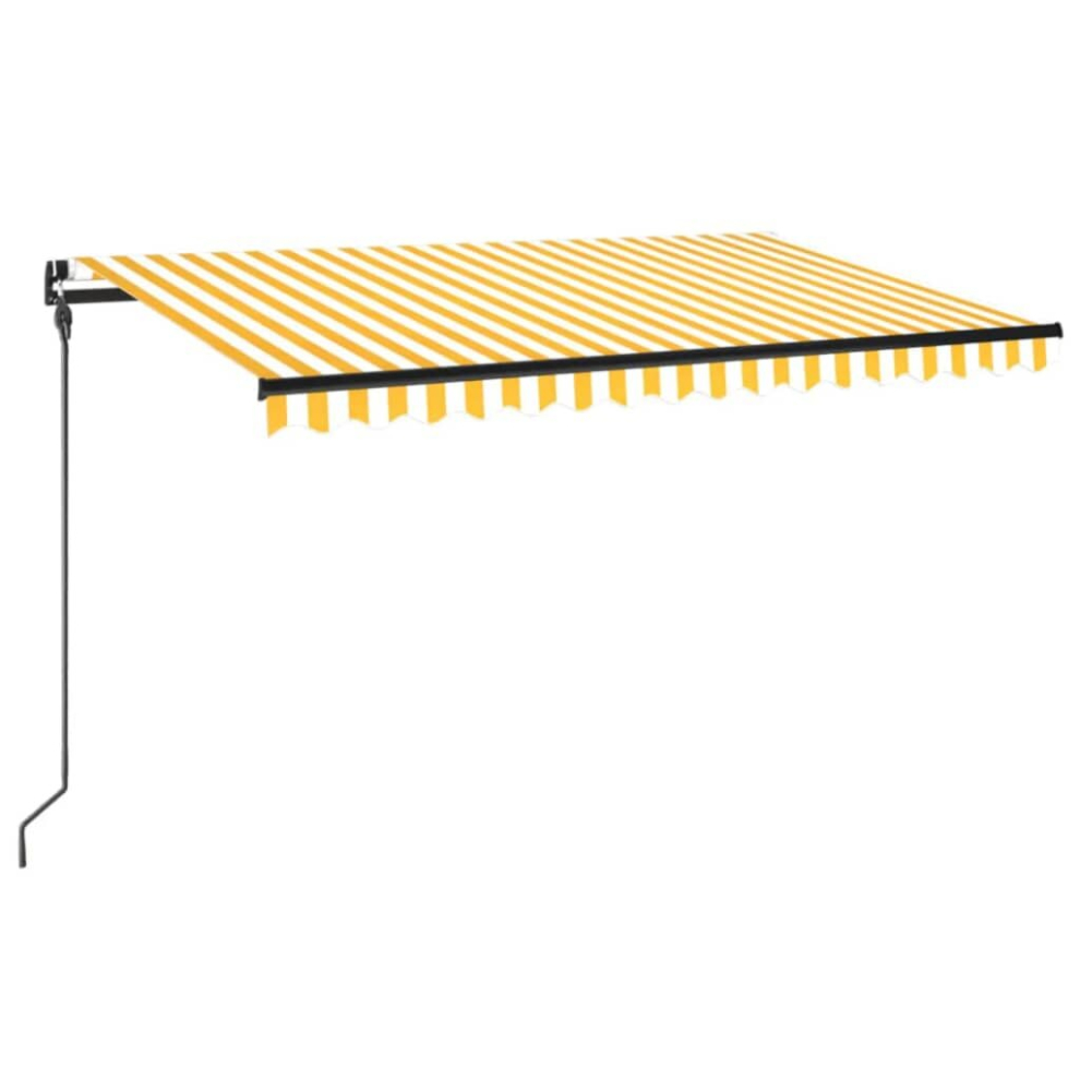 Vidaxl Manual Retractable Awning With Led 450X300 Cm Yellow And White Outdoor