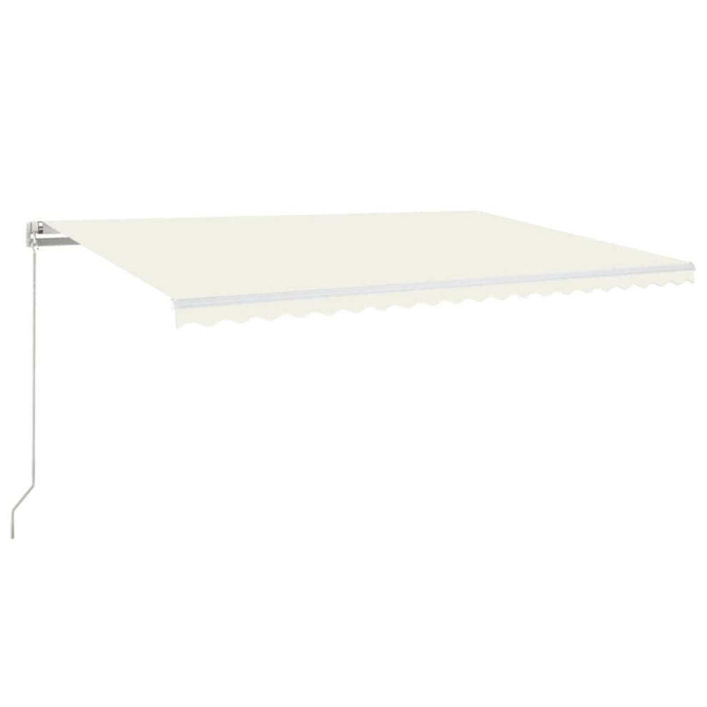 Vidaxl Manual Retractable Awning With Led 500X300 Cm Cream Patio Shade Shelter