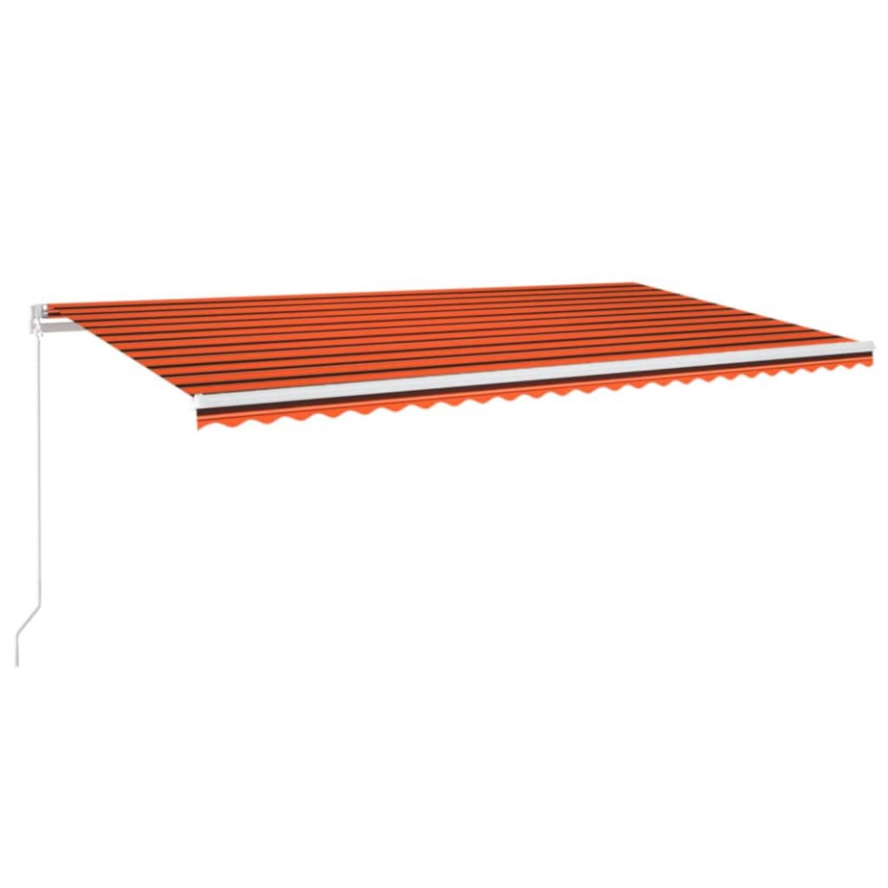 Vidaxl Manual Retractable Awning With Led 600X300 Cm Orange And Brown Shelter