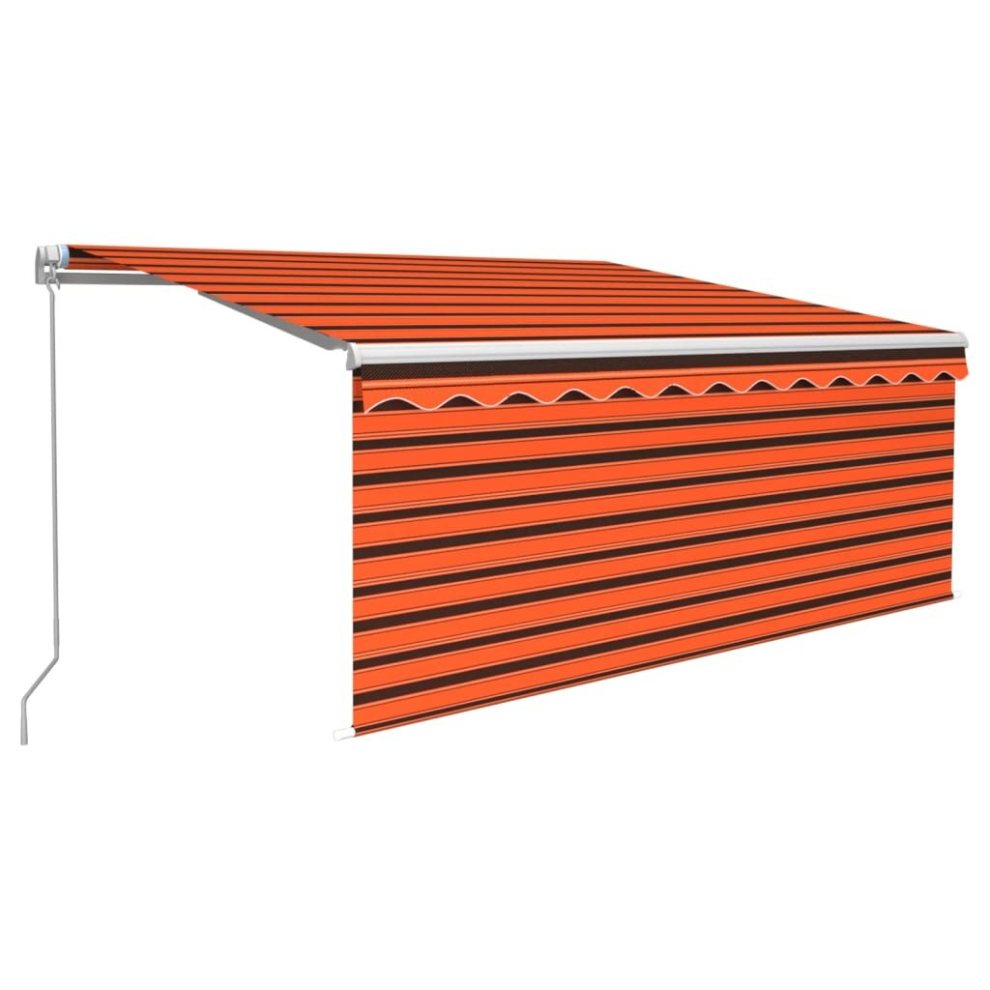 vidaXL Manual Retractable Awning with Blind&LED 3x2.5m Orange&Brown Awning Set