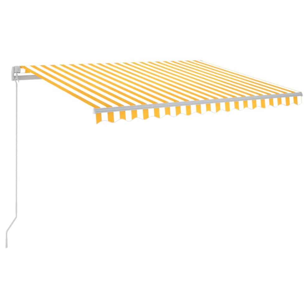 vidaXL Manual Retractable Awning with LED 300x250 cm Yellow and White Shade