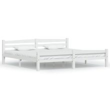 vidaXL Solid Wood Pine Bed Frame White 200x200 cm Wooden Bedstead Bed Base