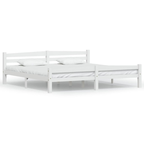 VidaXL vidaXL Solid Wood Pine Bed Frame White 200x200 cm Wooden Bedstead Bed Base