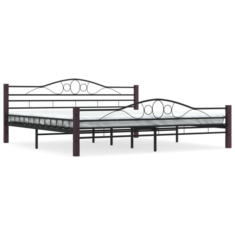 vidaXL Bed Frame Black Metal 200x200cm Double Bedroom Slatted Base Furniture