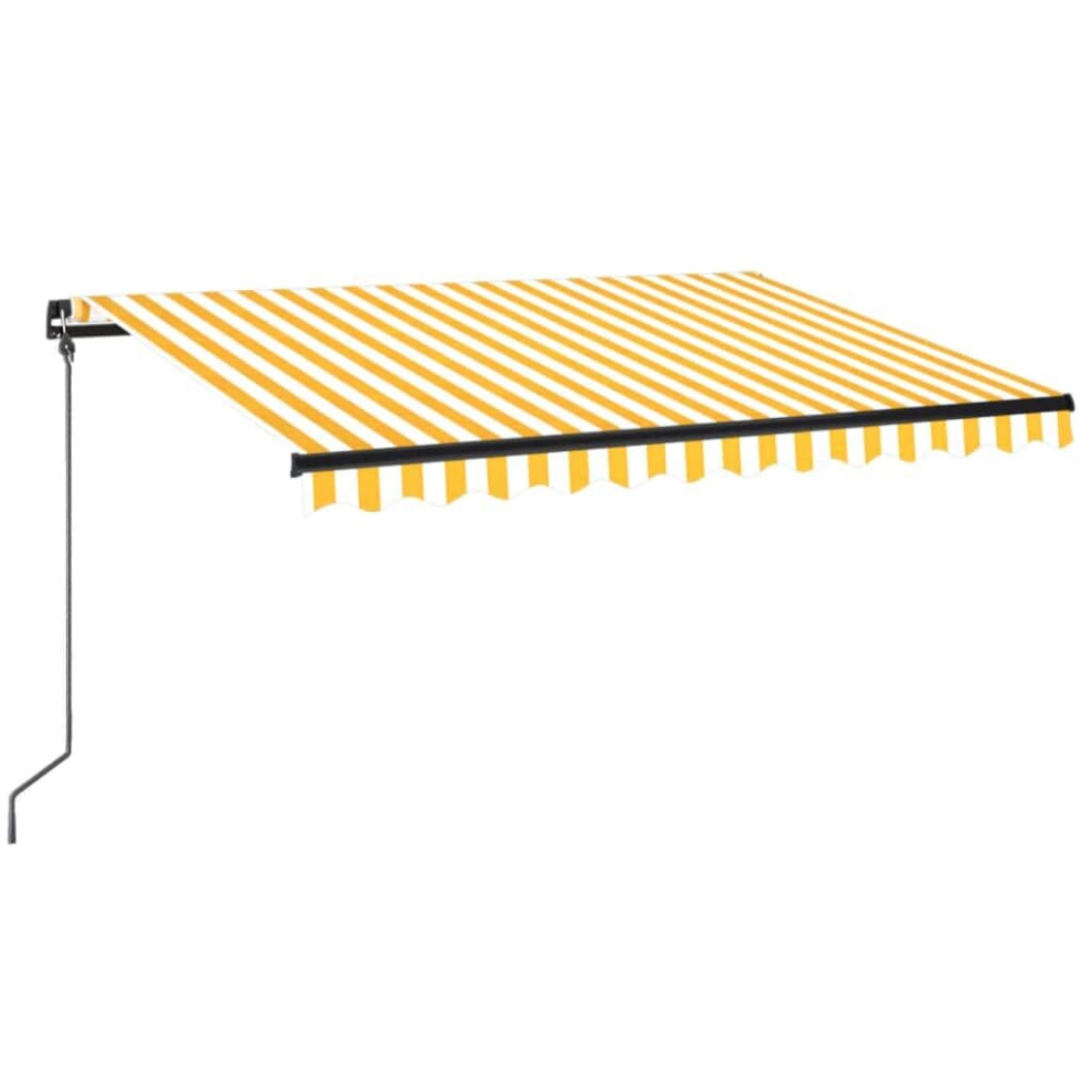 Vidaxl Manual Retractable Awning With Led 350X250 Cm And Outdoor Yellow/White