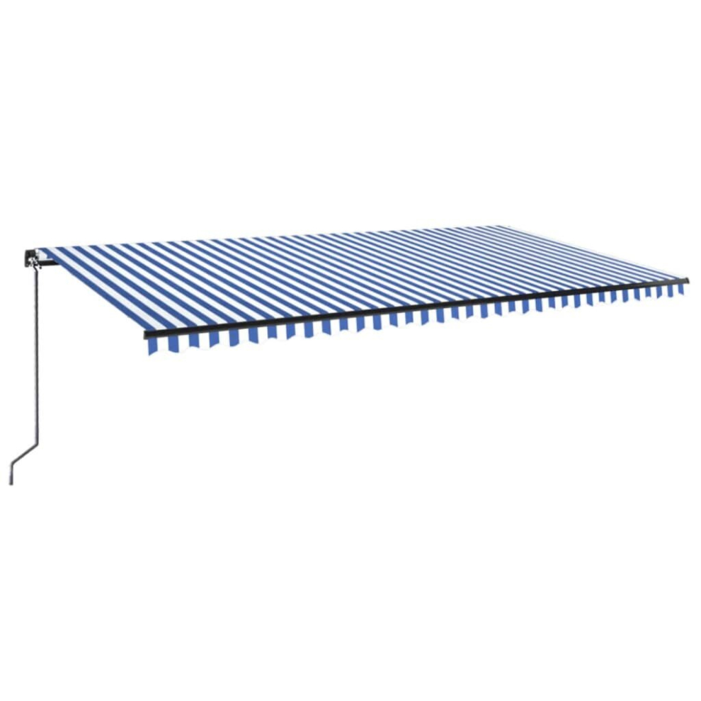 Vidaxl Manual Retractable Awning With Led 600X300 Cm Blue And White Outdoor