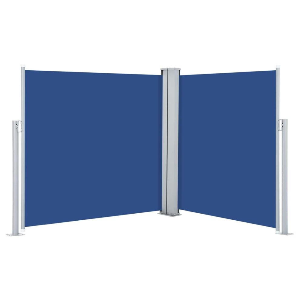 vidaXL Retractable Side Awning Blue 120x600cm Garden Screen Sunshade Shelter