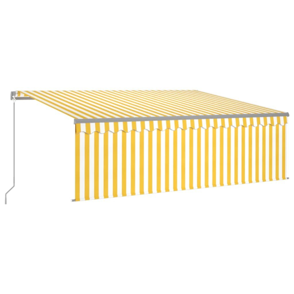 vidaXL Manual Retractable Awning with Blind&LED 4.5x3m Yellow&White Awning Set