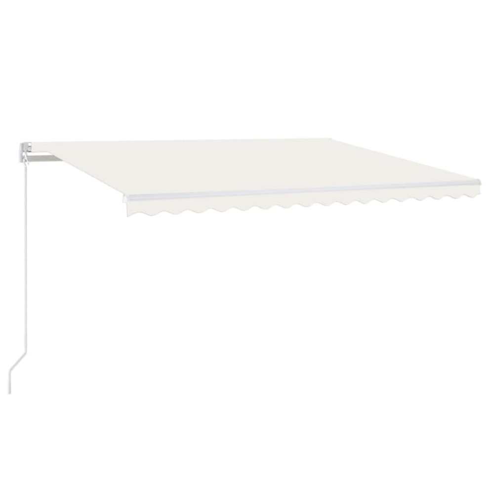 Vidaxl Manual Retractable Awning With Led 450X300 Cm Cream Patio Shade Shelter