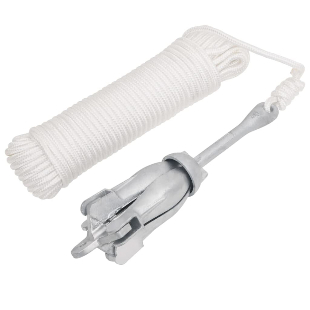 Vidaxl (3.2 Kg, With Rope) Folding Anchor Grappling Portable Grapnel Marine Boat Anchor Silver Iron
