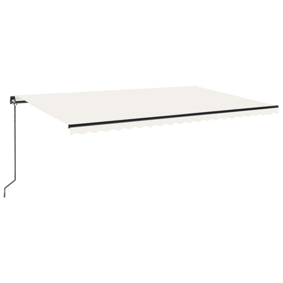 Vidaxl Manual Retractable Awning With Led 500X300 Cm Cream Outdoor Balcony