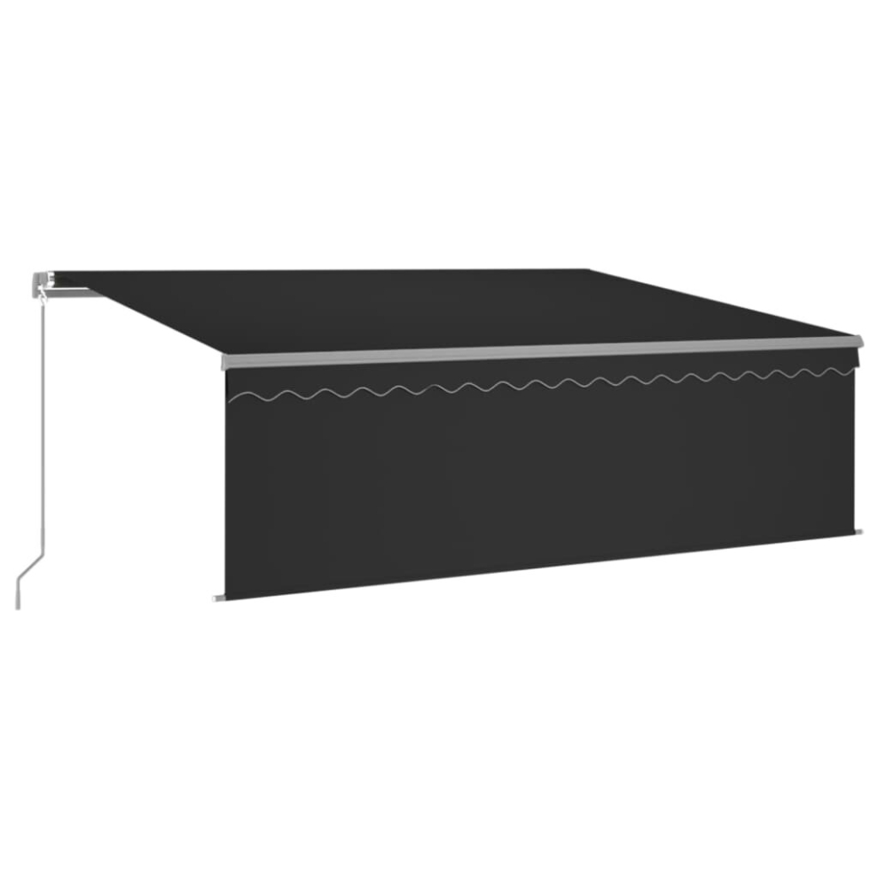 vidaXL Manual Retractable Awning with Blind&LED 4.5x3m Anthracite Patio Awning