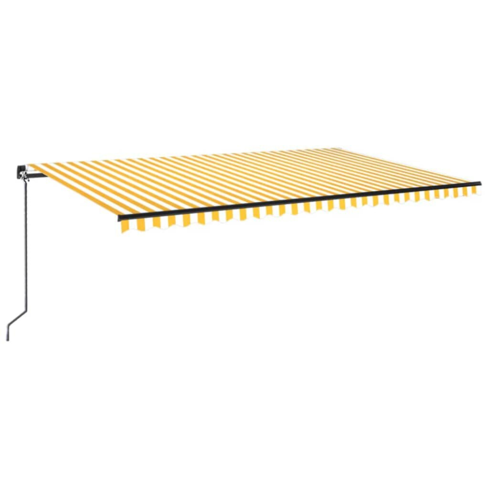 Vidaxl Manual Retractable Awning With Led 500X300 Cm Yellow And White Outdoor