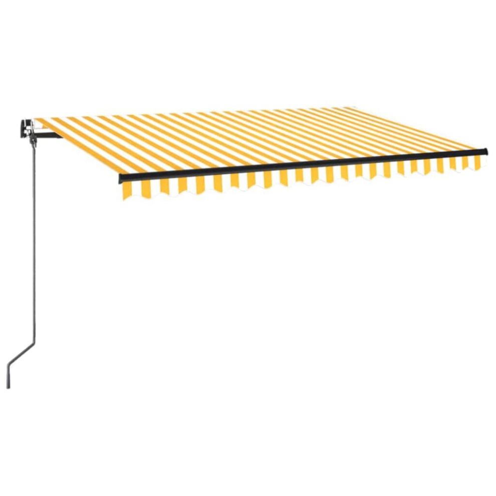 vidaXL Manual Retractable Awning with LED 450x350 cm Yellow and White Outdoor