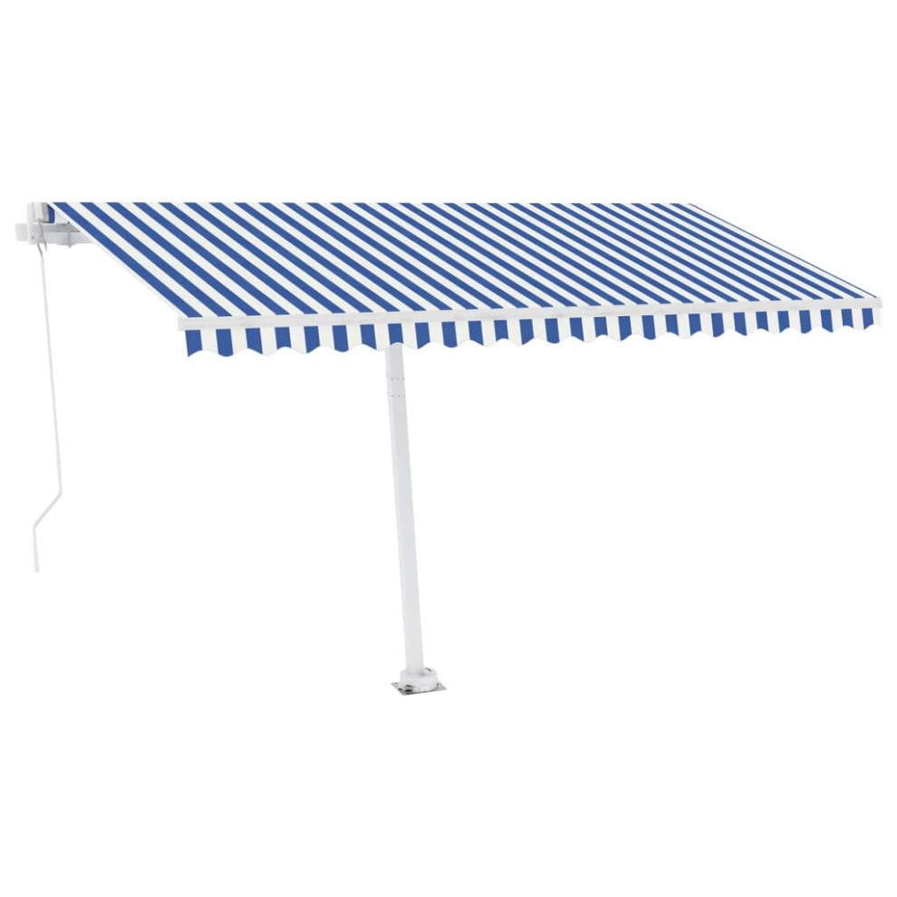 vidaXL Manual Retractable Awning with LED 400x300 cm Blue and White Shelter