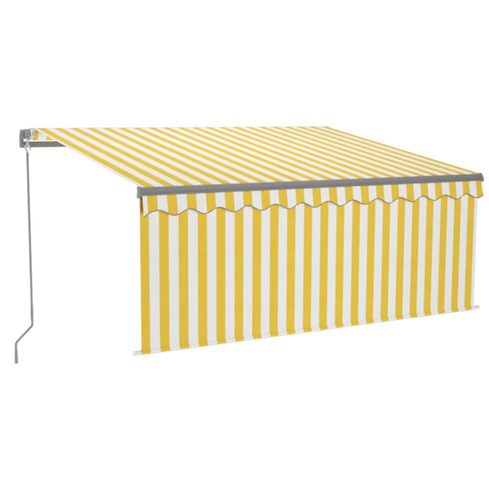 vidaXL Manual Retractable Awning with Blind&LED 3x2.5m Yellow&White Awning Set